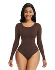 Essential Seamless Long Sleeve Shaping Bodysuit - Brown