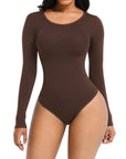 Essential Seamless Long Sleeve Shaping Bodysuit - Brown