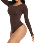 Essential Seamless Long Sleeve Shaping Bodysuit - Brown