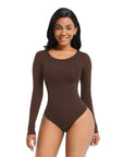 Essential Seamless Long Sleeve Shaping Bodysuit - Brown