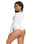 Essential Seamless Long Sleeve Shaping Bodysuit - White