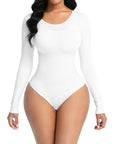 Essential Seamless Long Sleeve Shaping Bodysuit - White