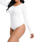 Essential Seamless Long Sleeve Shaping Bodysuit - White