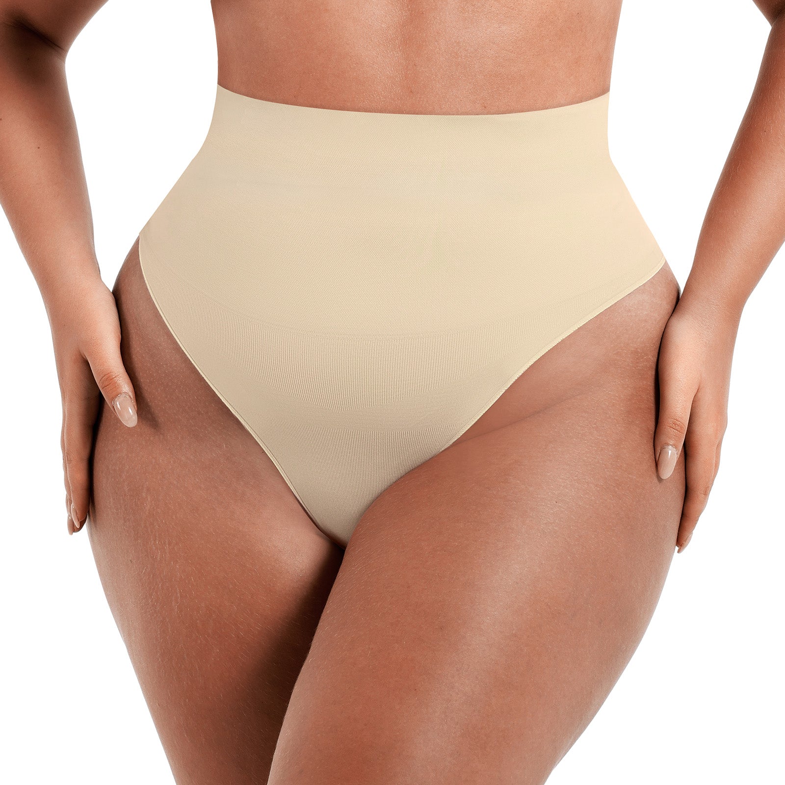 Tummy Control Shaping Thong Panties - Nude