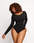 Long Sleeve Button Bodysuit - Black