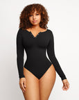 Long Sleeve Button Bodysuit - Black