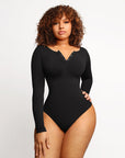 Long Sleeve Button Bodysuit - Black