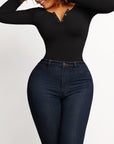 Long Sleeve Button Bodysuit - Black