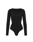 Long Sleeve Button Bodysuit - Black