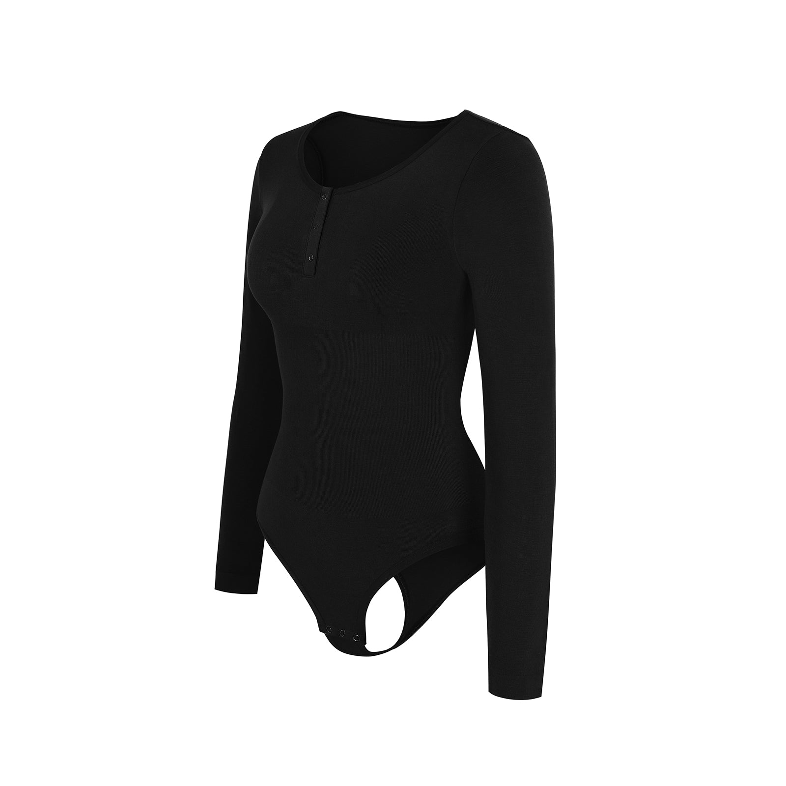 Long Sleeve Button Bodysuit - Black