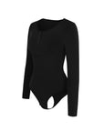 Long Sleeve Button Bodysuit - Black