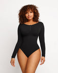 Long Sleeve Button Bodysuit - Black