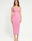 Square Neck Midi Dress - Pink