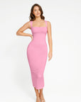 Square Neck Midi Dress - Pink