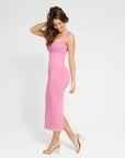 Square Neck Midi Dress - Pink