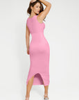 Square Neck Midi Dress - Pink